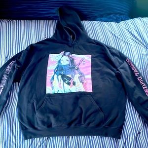 Demon Slayer nezuko Black hoodie lettering on sleeves XL GILDAN 5050 cotton poly